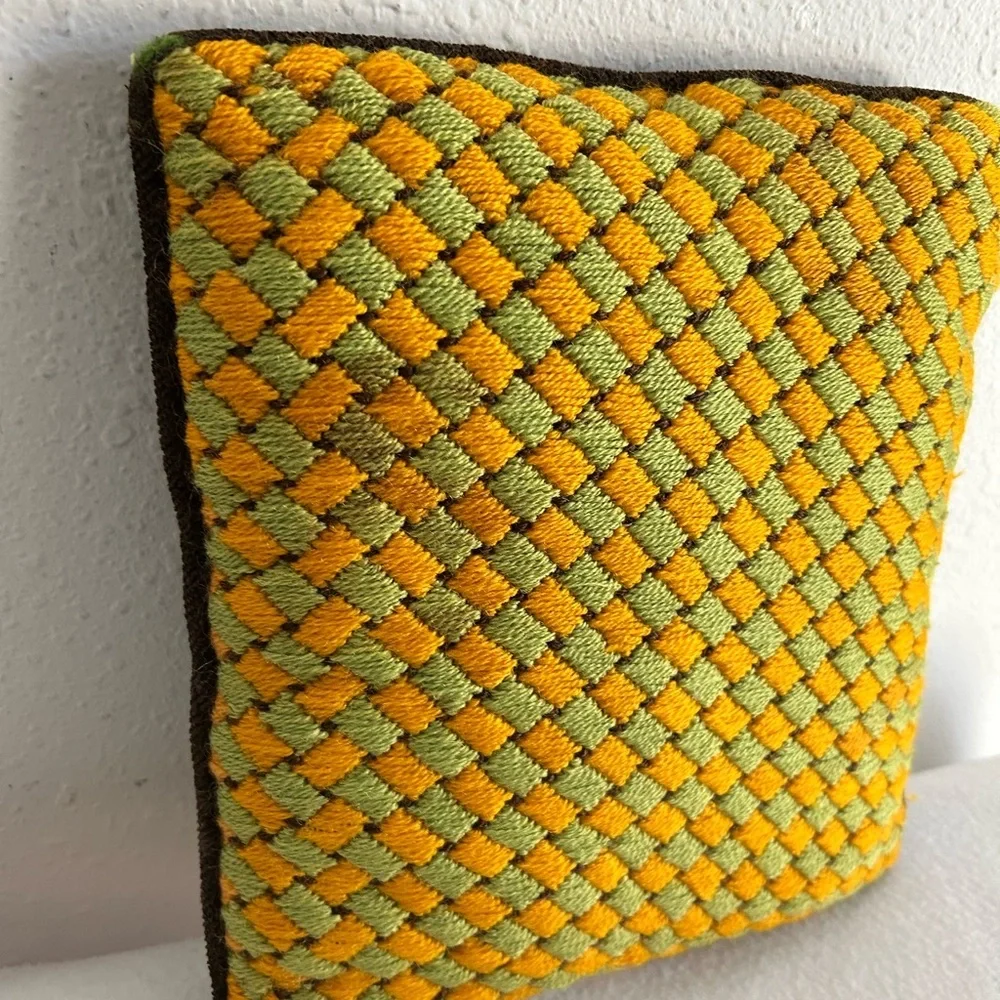 Vintage Bargello Needlepoint Throw Pillow Mid Century Multicolor 13
